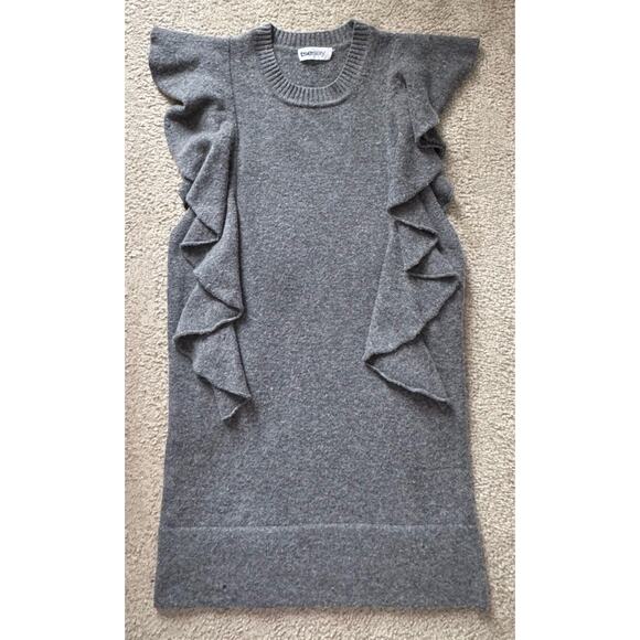 Tsesay Wool Cashmere Gray Sweater Dress Women’s Medium Ruffle Sleeve Pullover - Picture 1 of 5